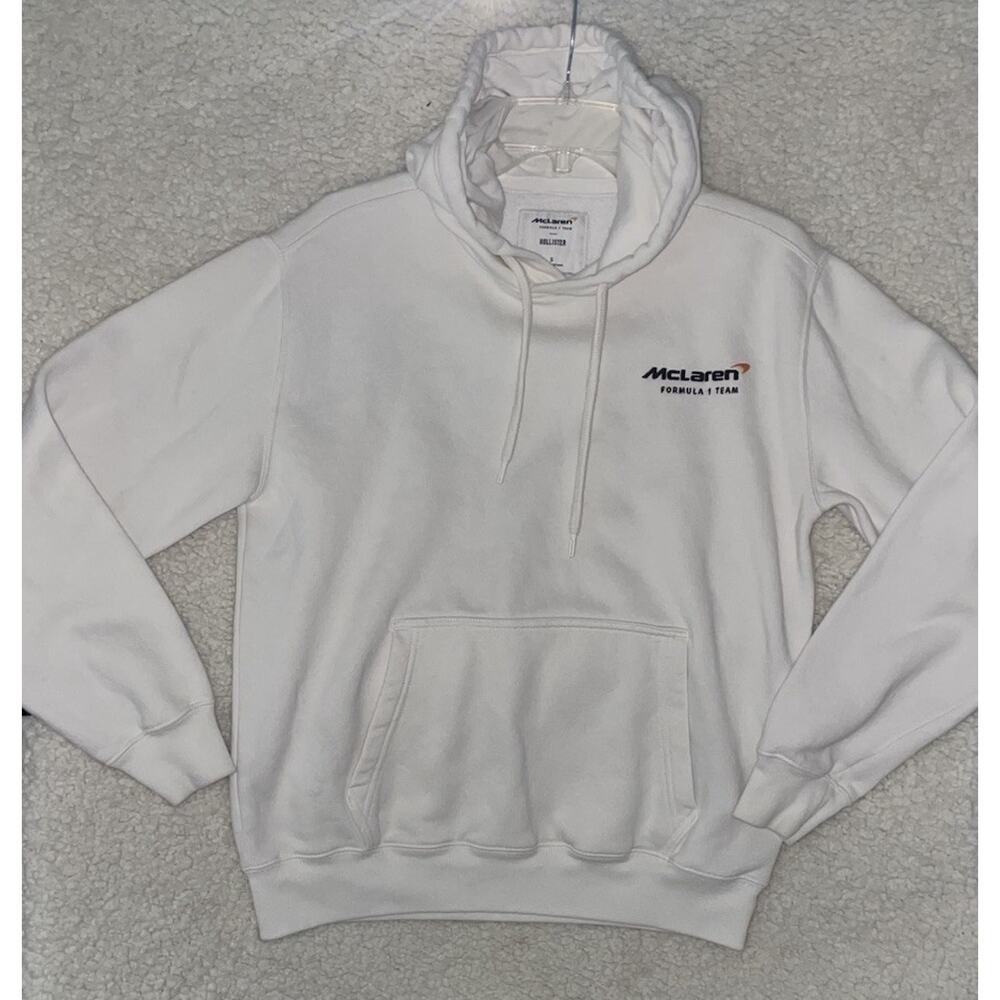 Hollister McLaren Formula 1 Team Hoodie White Graphic Pullover Loose Fit Small